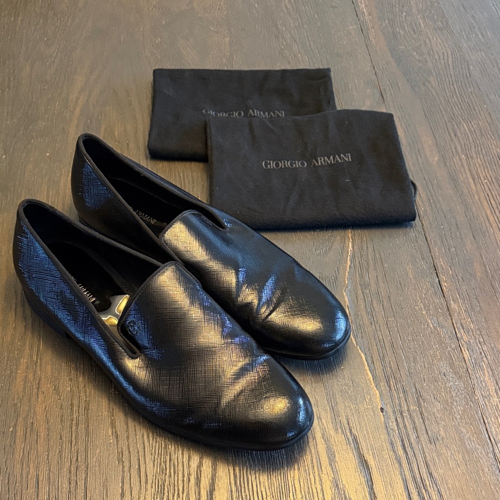 Giorgio Armani Men's Black leather loafers